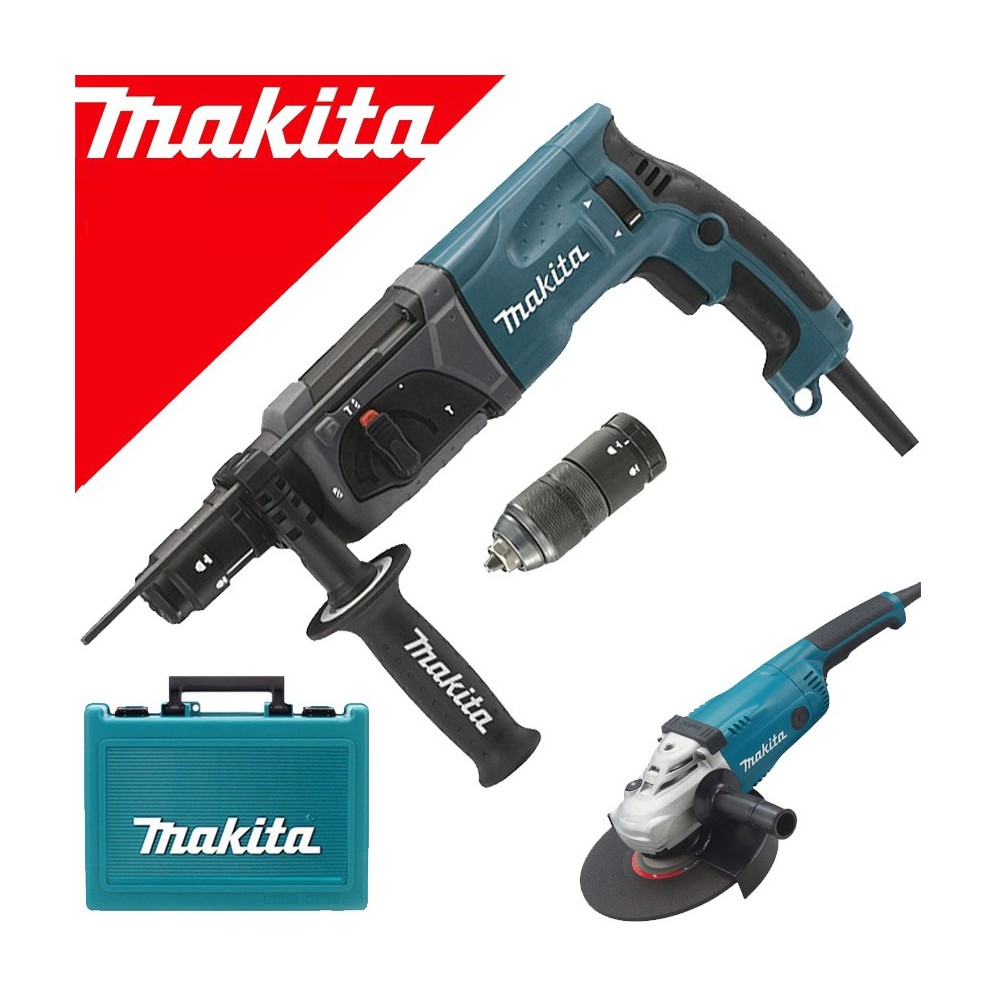 MAKITA HR2470T Ciocan rotopercutor SDS-plus 780W, 2.4J + GA9020 Polizor unghiular 2200 W, diametru disc 230