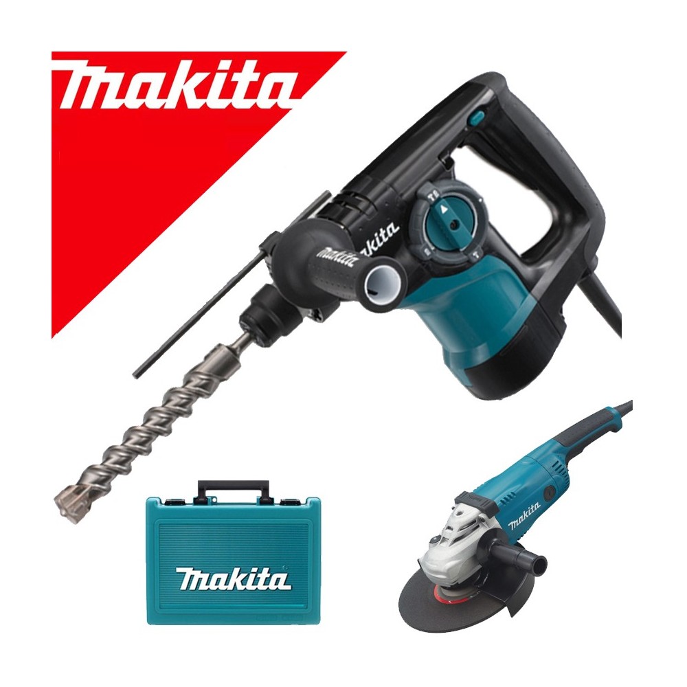 MAKITA HR2810 Ciocan rotopercutor SDS-plus 800W, 2.8J + GA9020 Polizor unghiular 2200 W, diametru disc 230