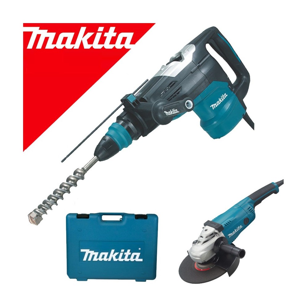 MAKITA HR5202C Ciocan rotopercutor SDS-max 1510W, 19.9J + GA9020 Polizor unghiular 2200 W, diametru disc 230