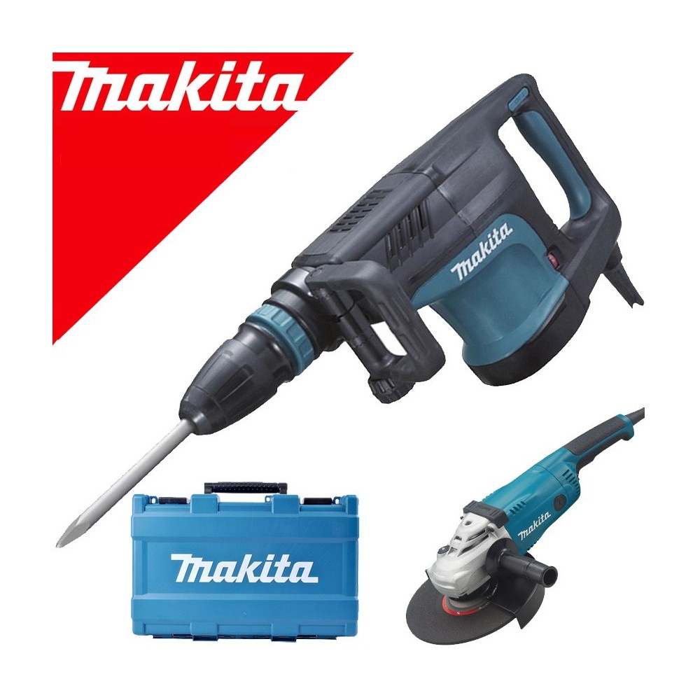MAKITA HM1203C Ciocan demolator SDS-max 1510 W, 19.1J + GA9020 Polizor unghiular 2200 W, diametru disc 230