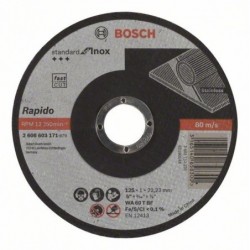 Bosch Disc de taiere drept Standard for Inox - Rapido WA 60 T BF, 125mm, 22,23mm, 1