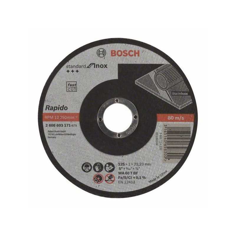 Bosch Disc de taiere drept Standard for Inox - Rapido WA 60 T BF, 125mm, 22,23mm, 1