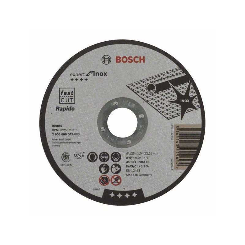Bosch Disc de taiere drept Expert for Inox - Rapido AS 60 T INOX BF, 125mm, 1.0mm