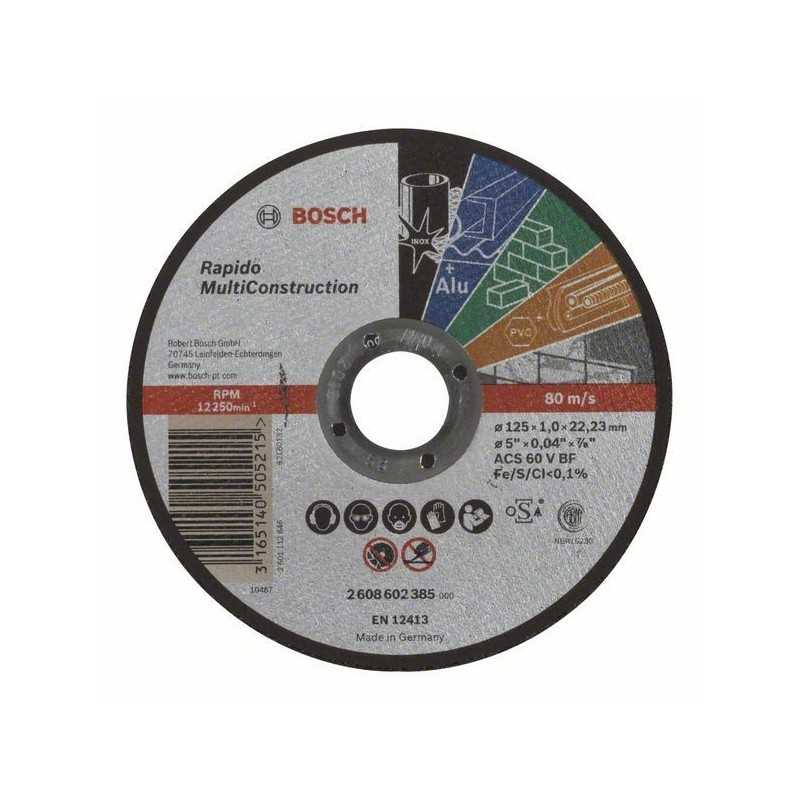 Bosch Disc de taiere drept Rapido Multi Construction ACS 60 V BF, 125mm, 1.0mm