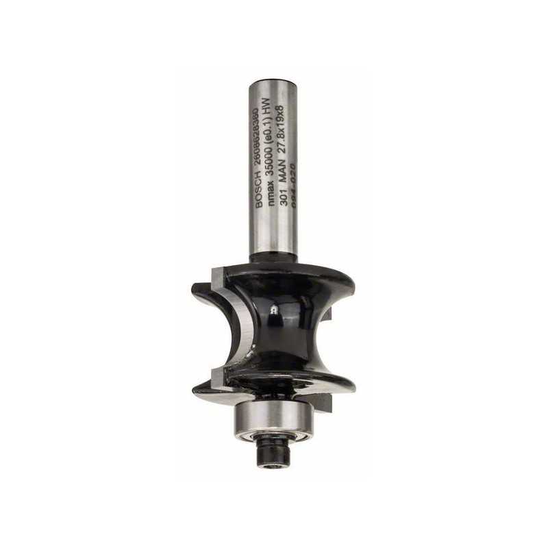 Bosch Freza de semibara cu rulment de ghidare, 8mm, R1 6mm, L 19mm, G 63mm 8mm, R