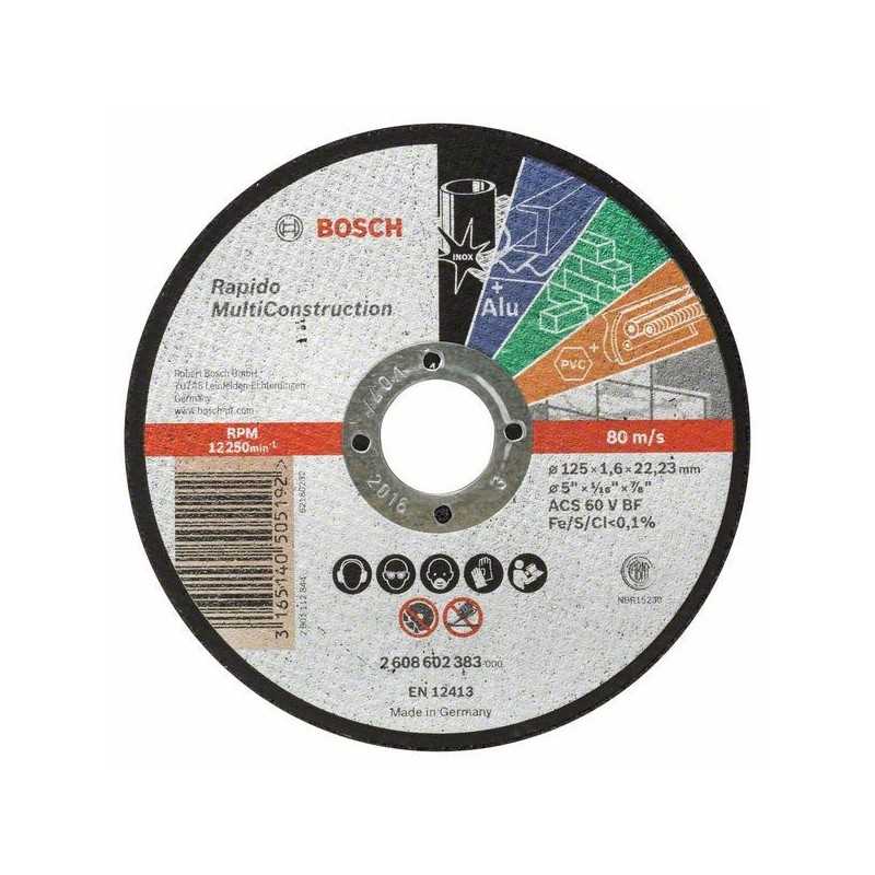 Bosch Disc de taiere drept Rapido Multi Construction ACS 46 V BF, 125x22.23x1.6mm