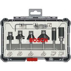 Bosch Set 6 freze de profilat canturi, frezare coplanară si refecare, tija 6mm