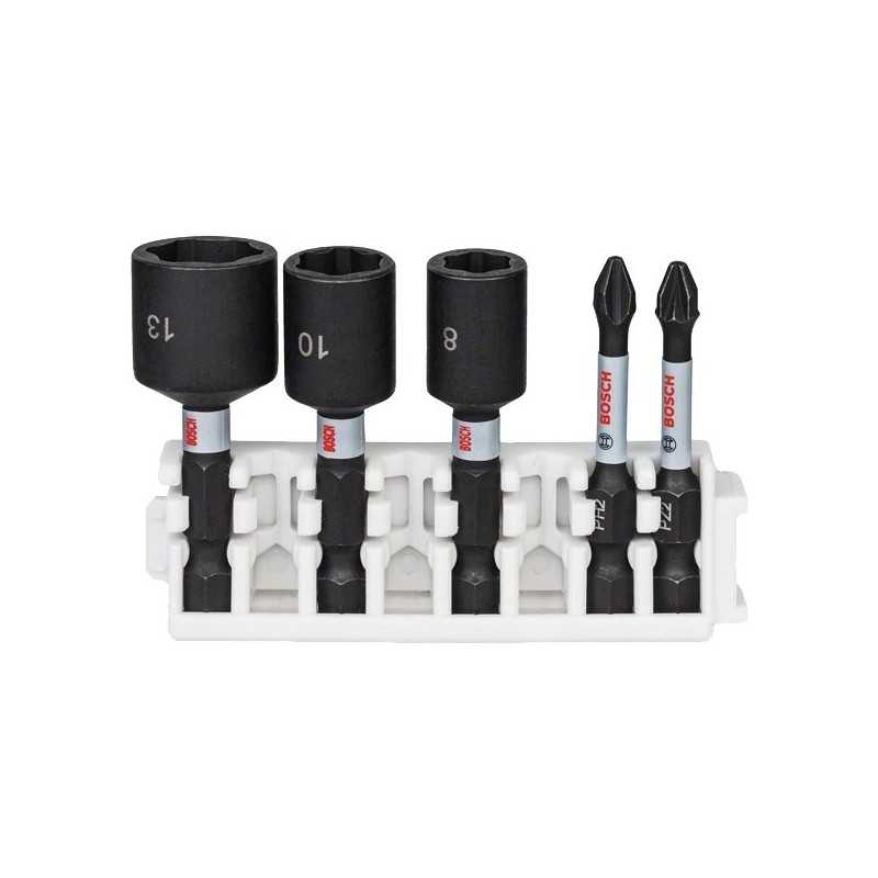 Bosch Set chei tubulare hexagonale 8-13mm + biti impact, 50mm