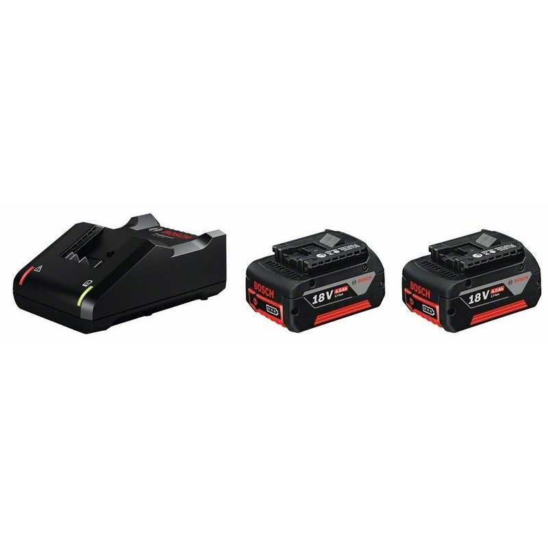 Bosch 2xGBA18V + GAL18V-40 Set 2 acumulatori Li-Ion, 18V, 4Ah + Incarcator rapid de 4Ah
