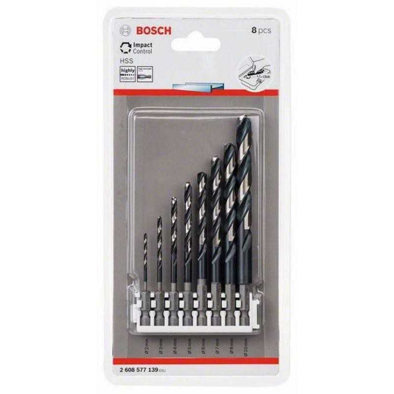 Bosch Set 8 burghie HSS Impact Control, D2-10mm