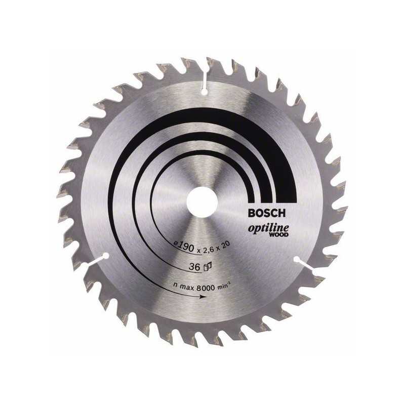 Bosch Panza ferastrau circular Optiline Wood, 190x20x2.6mm, 36T, reductie 16mm
