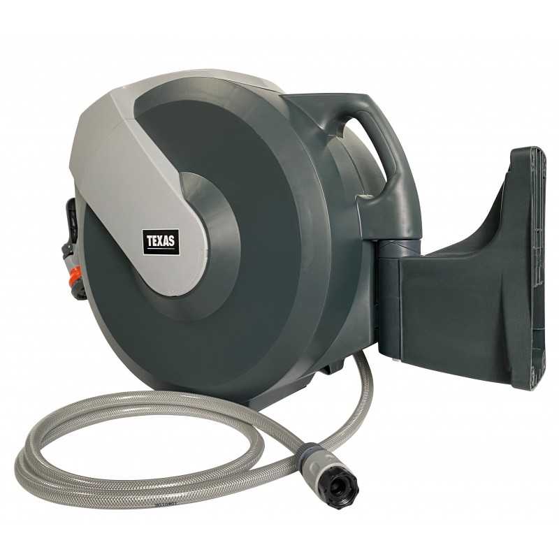 Texas furtun cu tambur, 30m, retractabil, mobil, 1/2", dispozitiv stropit inclus, max 8bar, accesorii fixare