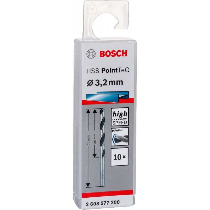 Bosch Set 10 burghie metal HSS PointTeQ, 3.2x36mm