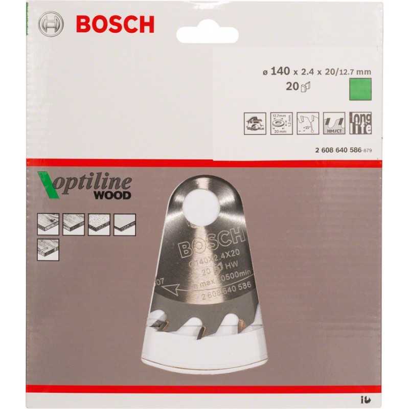 Bosch Panza ferastrau circular Optiline Wood, 140x20x2.4mm, 20T, reductie 12.7mm