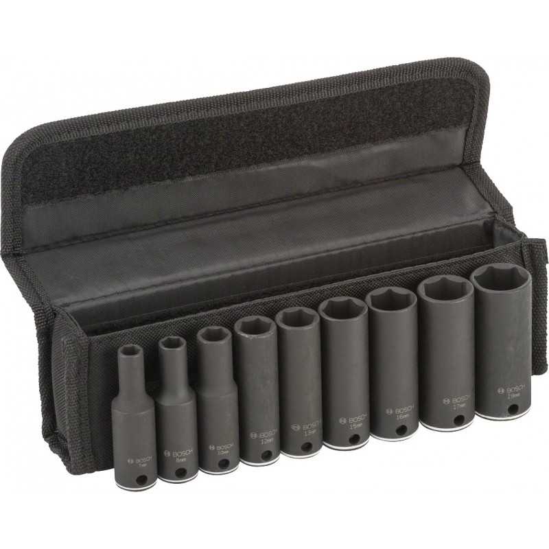 Bosch Set 9 chei tubulare 3/8" adanci 7, 8, 10, 12, 13, 15, 16, 17, 19mm