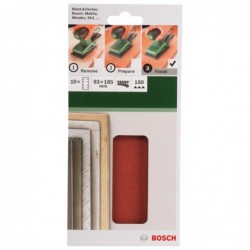 Bosch Set 10 foi abrazive 93x185mm, R180, 8 gauri
