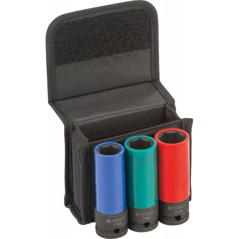Bosch Set 3 chei tubulare 1/2" adanci 17/19/21 mm
