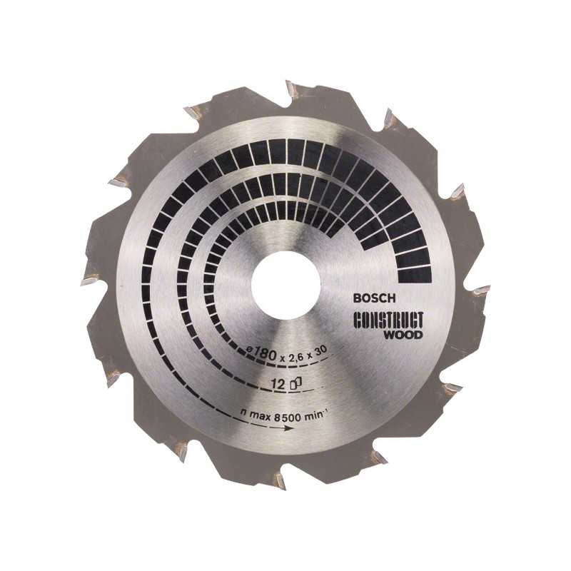 Bosch Panza ferastrau circular Construct Wood, 180x30x2.6mm, 12T, reductie 20mm