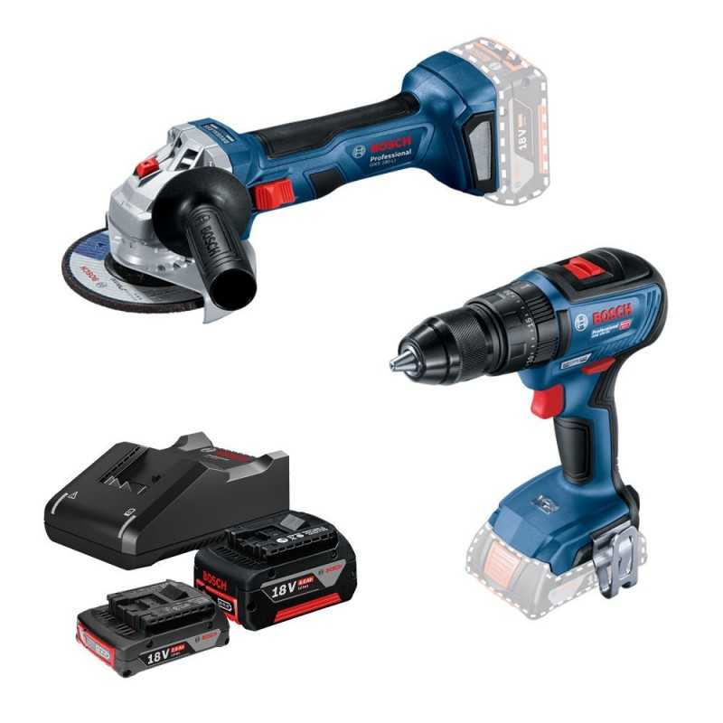 Bosch Kit 2 scule brushless GWS 180-LI Polizor unghiular brushless, 115mm + GSB 18V-50 Masina de gaurit cu percutie + 1 acumulat