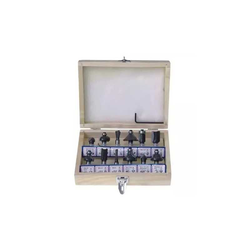 Dedra Set 12 Freze pentru lemn, varf carbura, 8mm