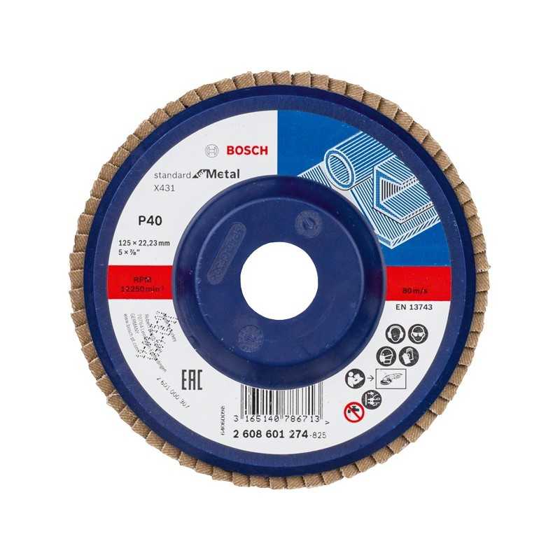 Bosch Disc de slefuire evantai Standard for Metal 125mm, 22.23mm, G40