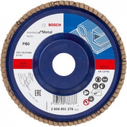 Bosch Disc de slefuire evantai drept, Standard for Metal 125mm, 22.23mm, G80