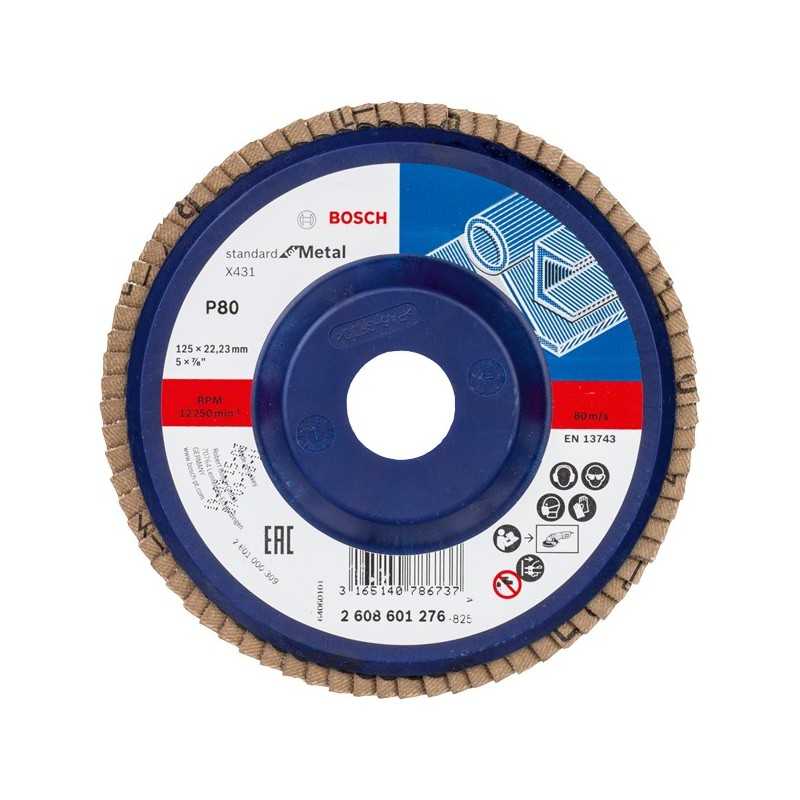 Bosch Disc de slefuire evantai drept, Standard for Metal 125mm, 22.23mm, G80