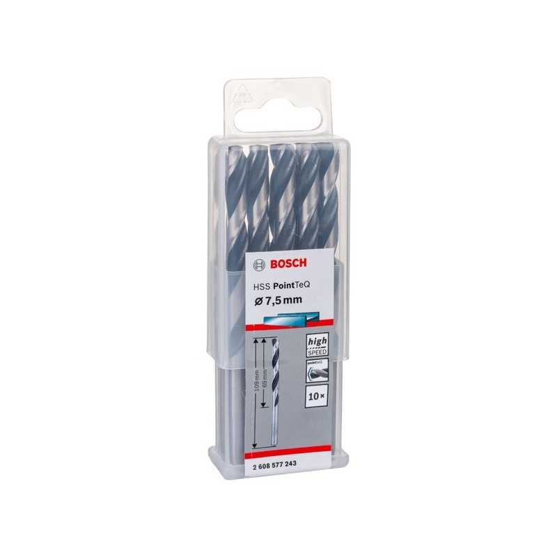 Bosch Set 10 burghie metal HSS PointTeQ, 7.5x69x109mm