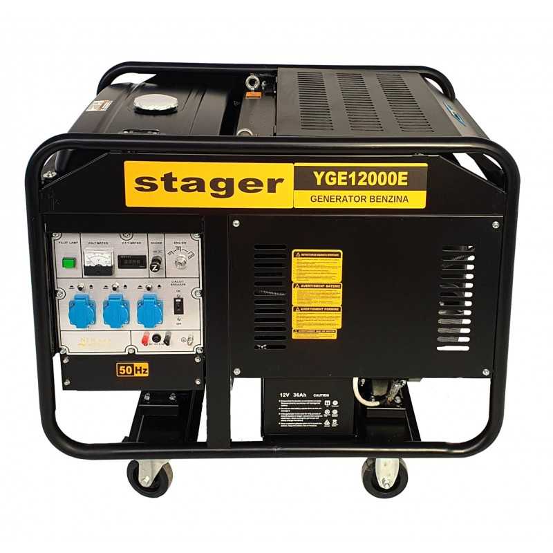 Stager YGE12000E Generator open-frame 10kW, monofazat, benzina, pornire electrica