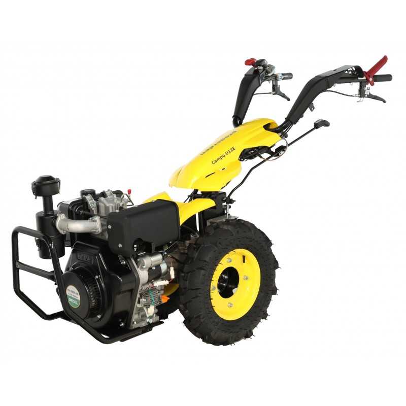 ProGARDEN Campo U12E motocultor multifunctional 12CP, diesel, pornire electrica, 3+2 viteze, reductor + BT-BC12 bara cosire mobi