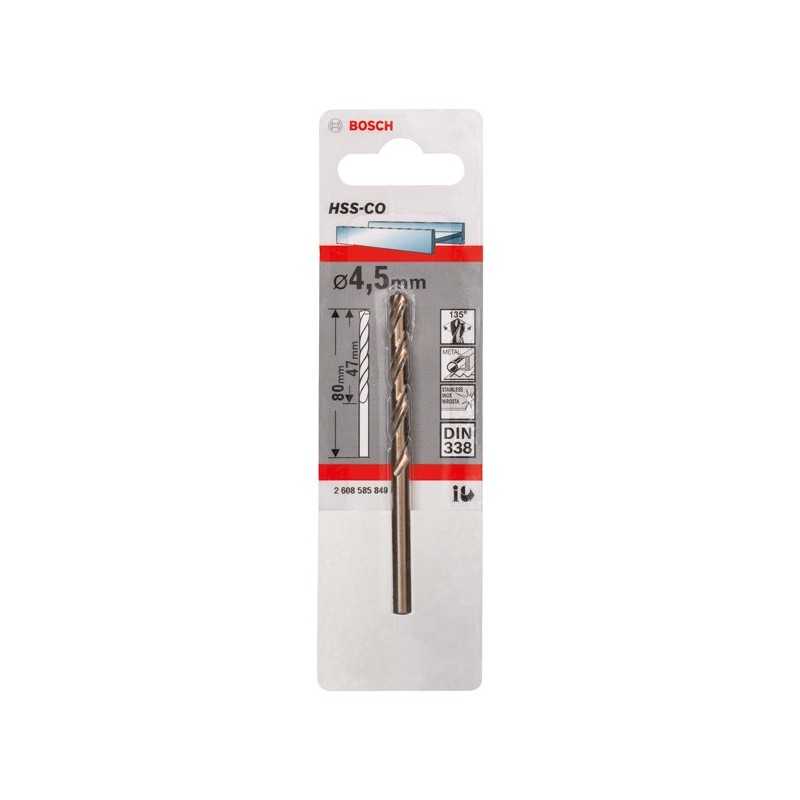 Bosch Burghiu metal HSS-CO DIN 338, 4.5x47x80mm