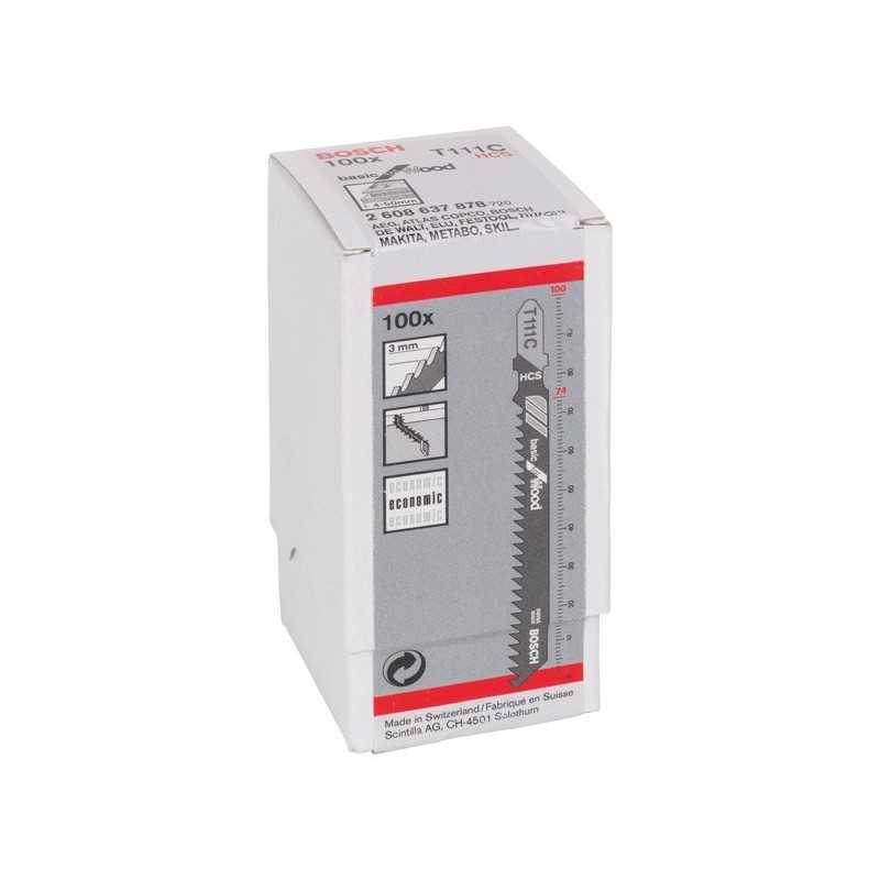 Bosch Set 100 Panze ferastrau vertical Basic for Wood, T 111C, 100mm