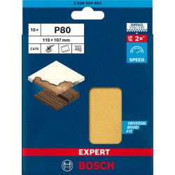 Bosch Set 10 Foi abrazive Expert C470, 115x107mm, G80, 6 gauri
