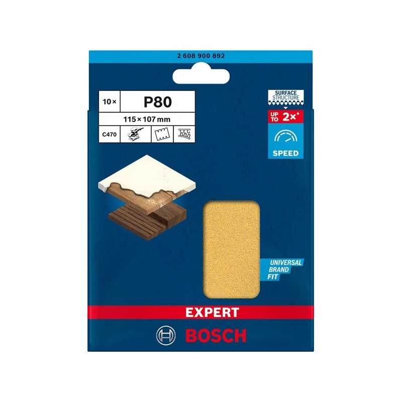 Bosch Set 10 Foi abrazive Expert C470, 115x107mm, G80, 6 gauri