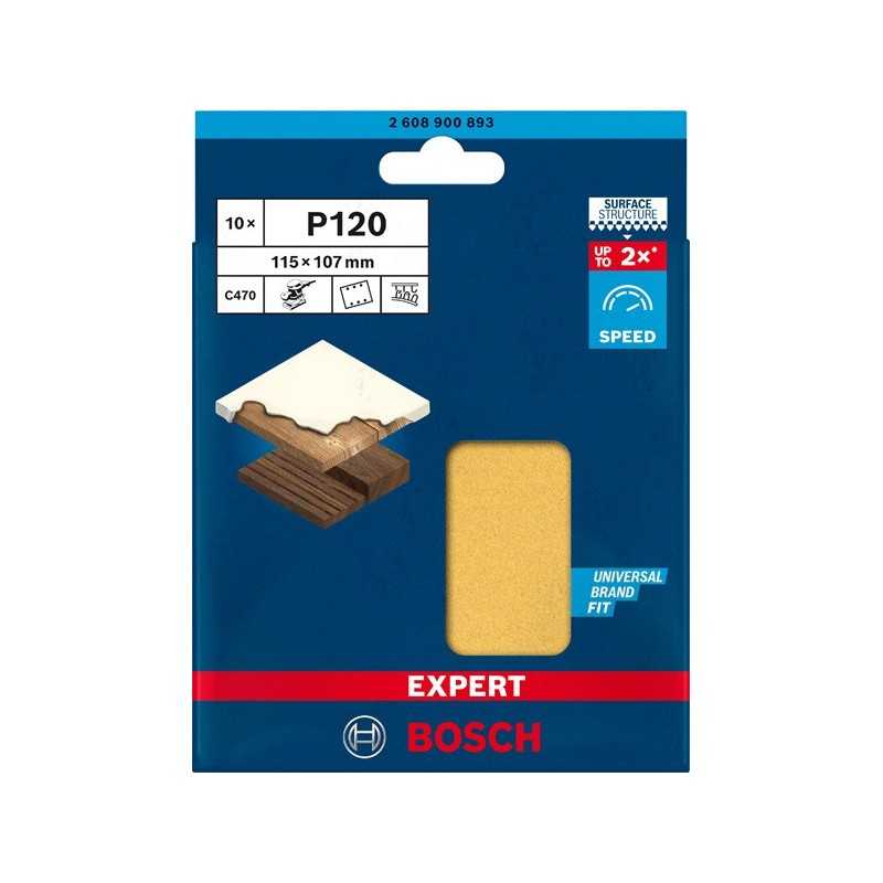 Bosch Set 10 Foi abrazive Expert C470, 115x107mm, G120, 6 gauri