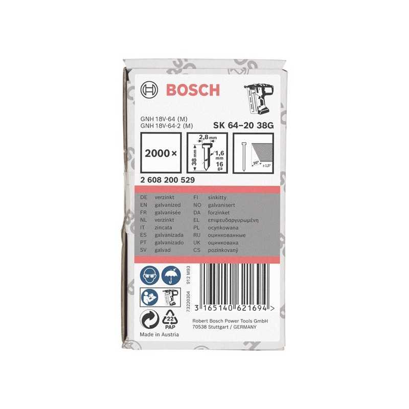 Bosch SK64-20 38G Set 2000 cuie galvanizate pentru GNH, 1.6x2.8x38mm