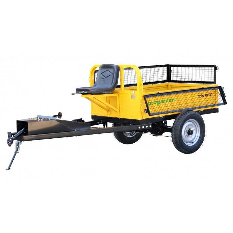 ProGARDEN Alpine RM500T Remorca cu tractiune 500kg cu obloane, 1 osie, prindere bolt pentru motocultor, roti 5.00-12