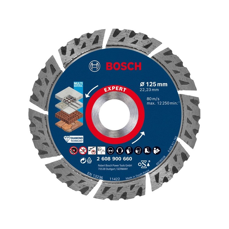 Bosch Disc diamantat Expert MultiMaterial, 2.2x22.23x125mm