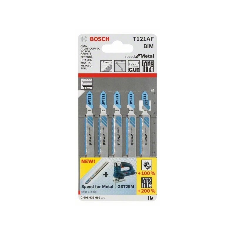 Bosch Set 5 panze pentru ferastrau vertical BIM T 121 AF, 92mm