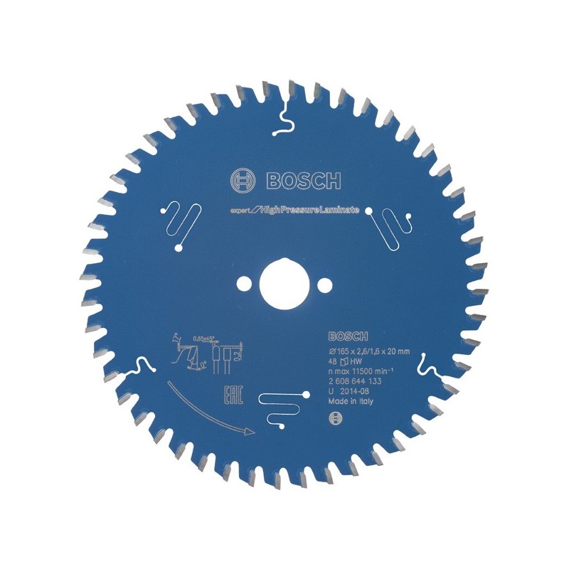 Bosch Panza ferastrau circular High Pressure Laminate, 2.6x20x165mm, 48T