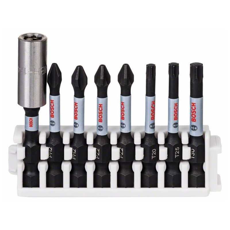 Bosch Set 8 biti impact Power 50mm cu suport standard PH2, PZ2, T20, T25, T30