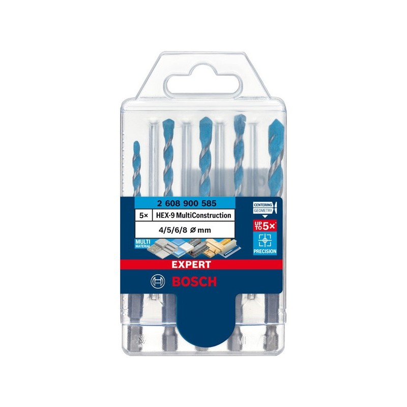 Bosch Set 5 burghie Expert HEX-9 MultiConstruction, 4-8mm