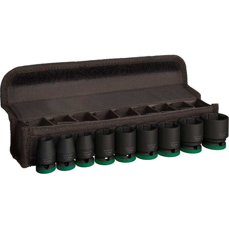 Bosch Set 9 tubulare impact, 1/2", 10-27mm