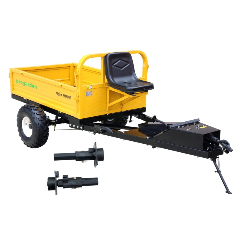 ProGARDEN Pachet Alpine RM500T Remorca cu tractiune 500kg, 1 osie, prindere bolt pentru motocultor, roti 19x7-8 si set manicoti