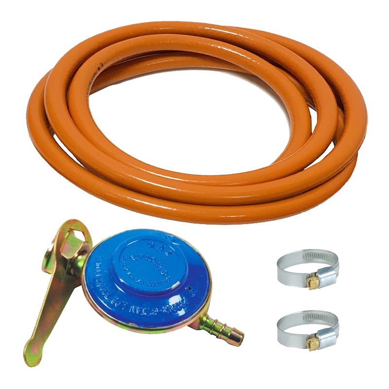 Kit Ceas regulator butelie gaz GPL, furtun 3 metri, 2 coliere otel