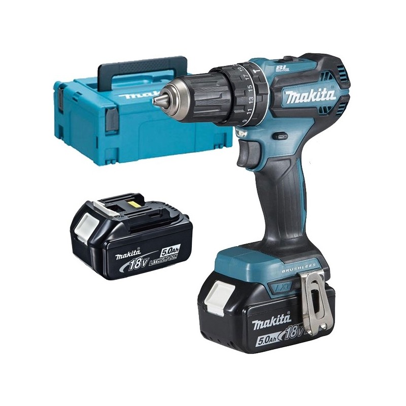 Makita DHP485RTJ Masina de gaurit si insurubat cu percutie Li-Ion, 18V, 50Nm + 2 x acumulator + incarcator